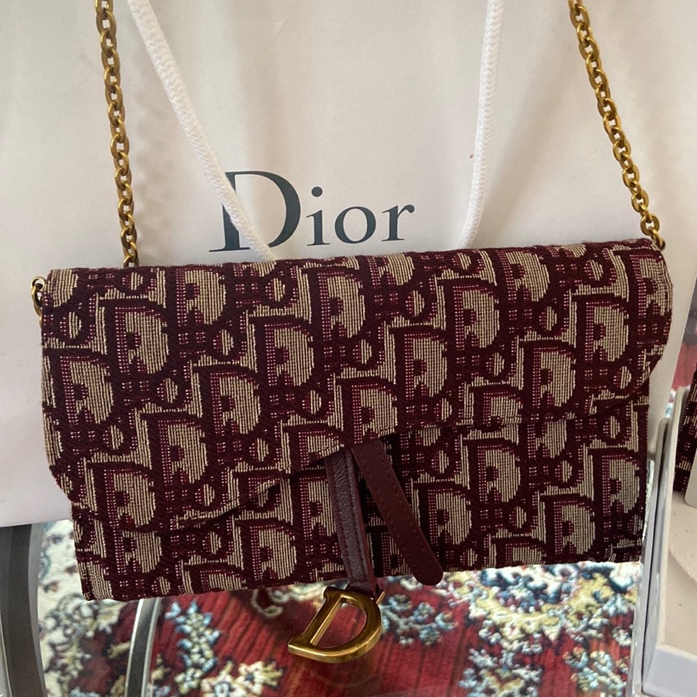 Dior Oblique Saddle Wallet on Chain